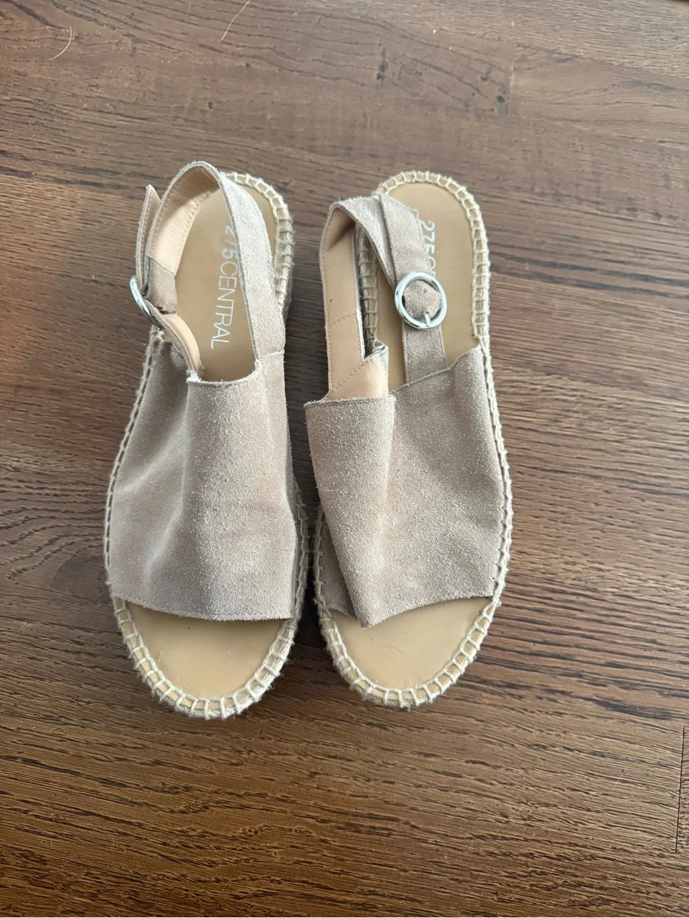 Slingback Suede Espadrille Sandals in Taupe